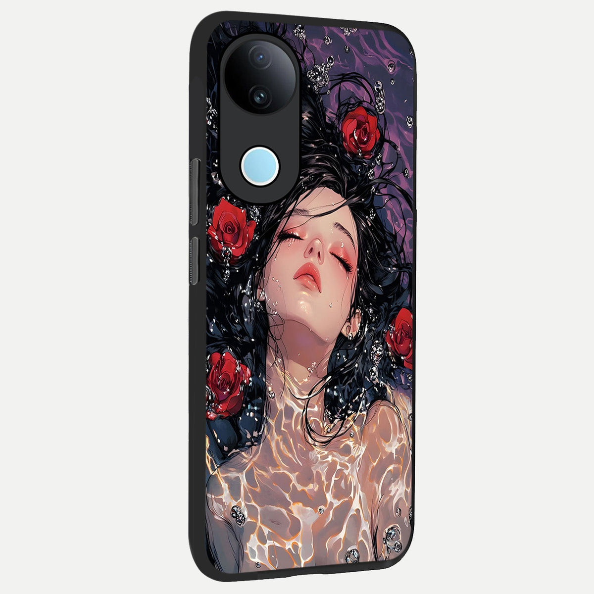 Crimson Rose Serenity back cover For iQOO Z10R 5G slim fit glass case with vibrant aesthetic design