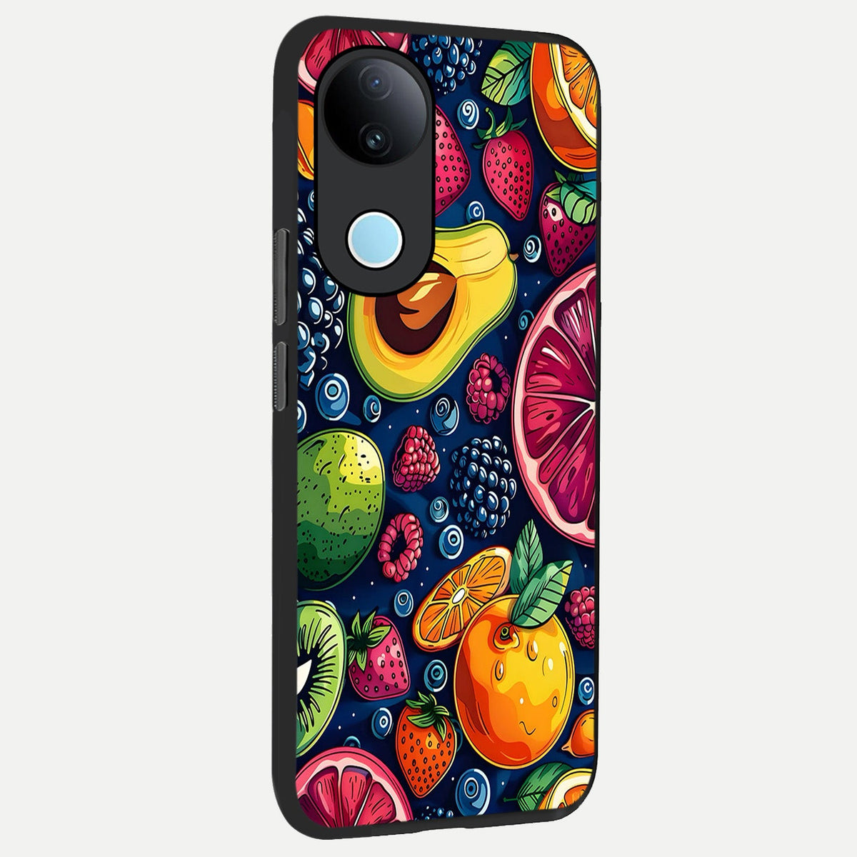 Cute Fruits Art back cover For iQOO Z10R 5G slim fit glass case with vibrant aesthetic design