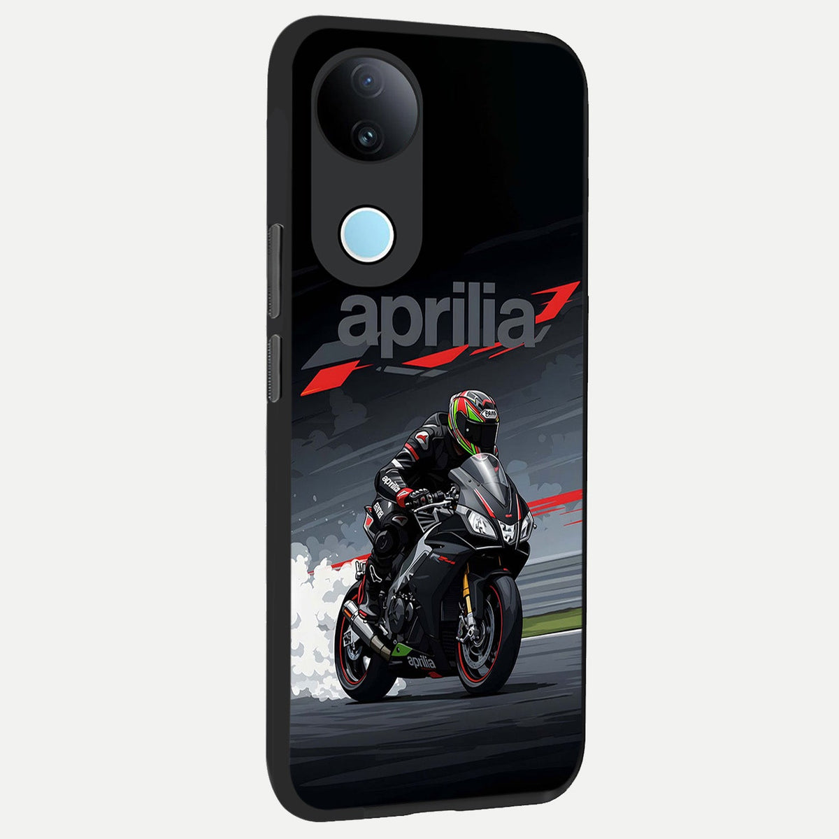 Dark Aprilla back cover For iQOO Z10R 5G slim fit glass case with vibrant aesthetic design