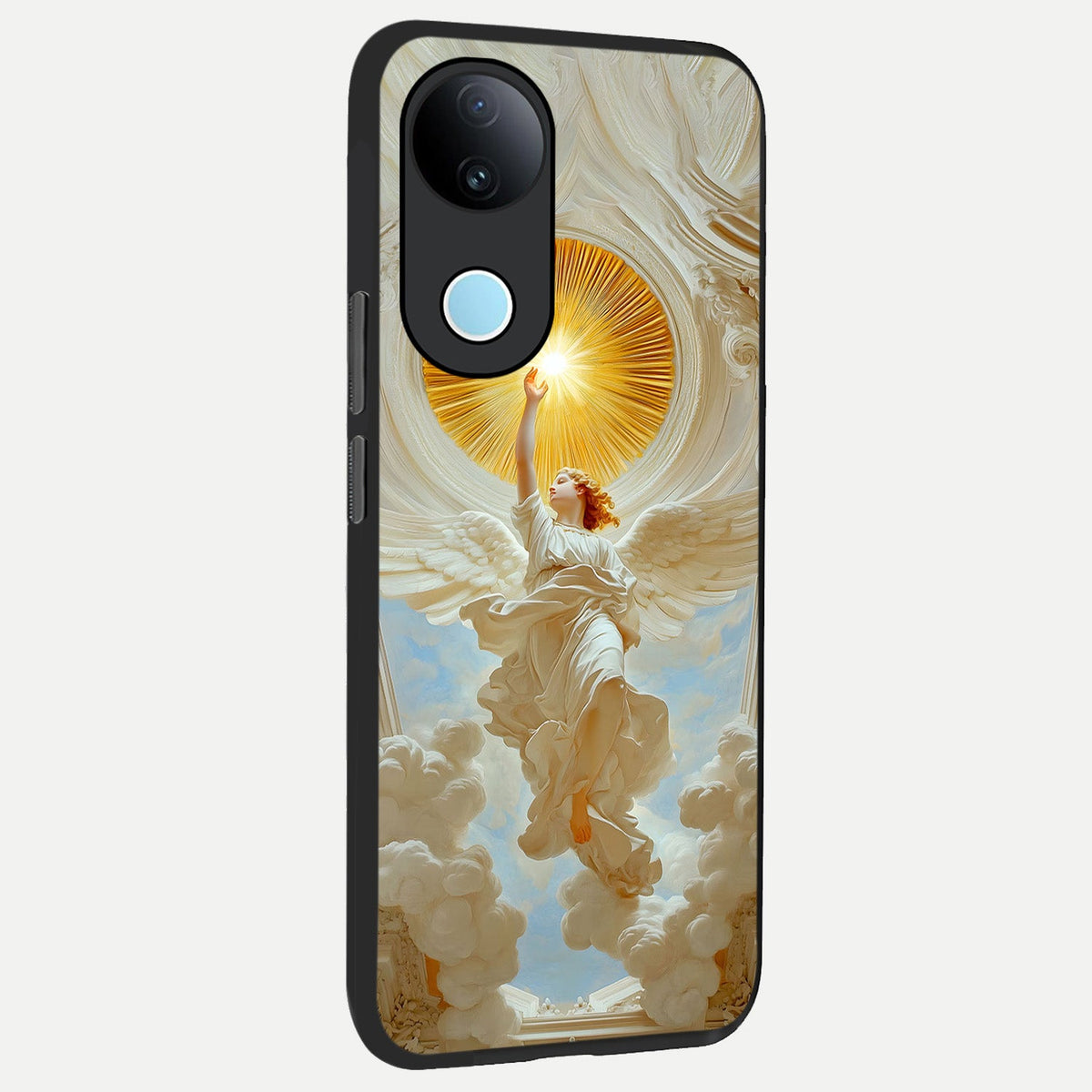 Divine Light Angel back cover For iQOO Z10R 5G slim fit glass case with vibrant aesthetic design