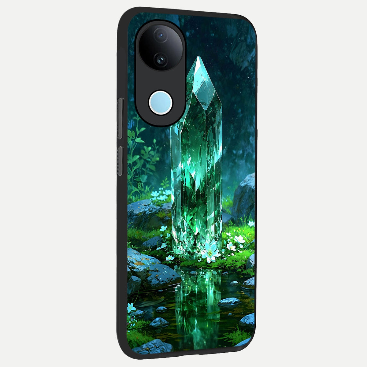 Emerald Light Crystal back cover For iQOO Z10R 5G slim fit glass case with vibrant aesthetic design