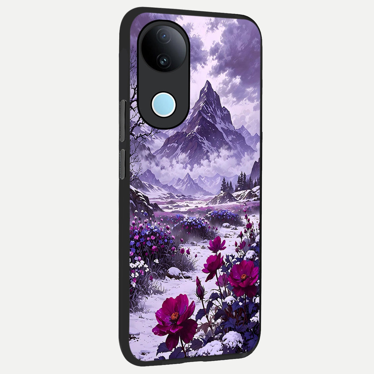 Flower Mountain View back cover For iQOO Z10R 5G slim fit glass case with vibrant aesthetic design