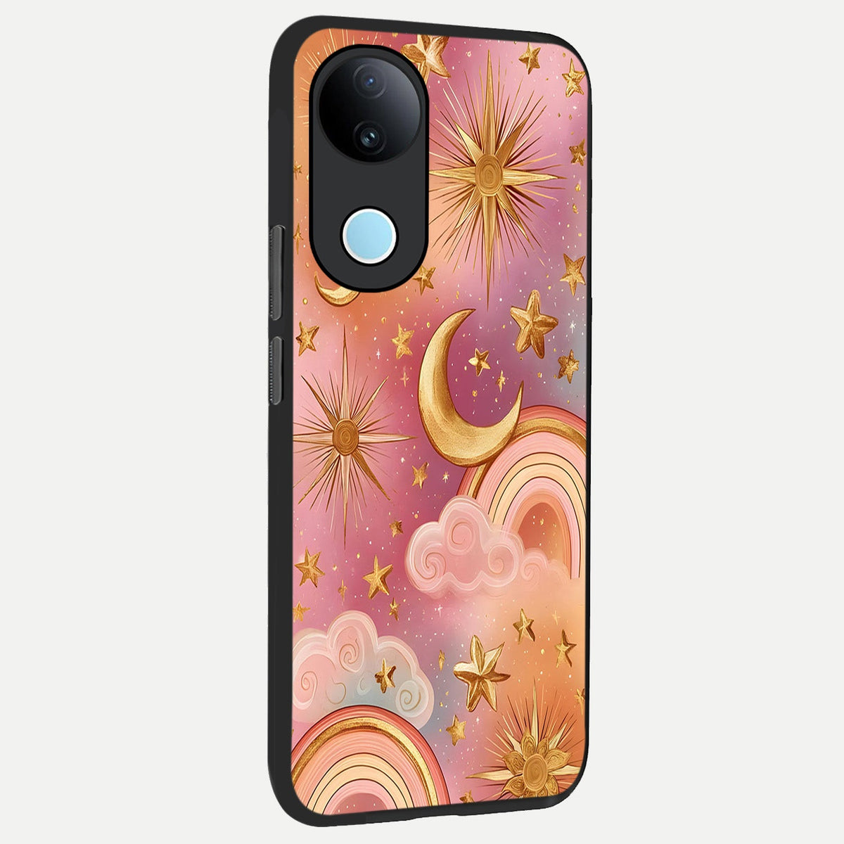 Golden Celestial Dreams back cover For iQOO Z10R 5G slim fit glass case with vibrant aesthetic design