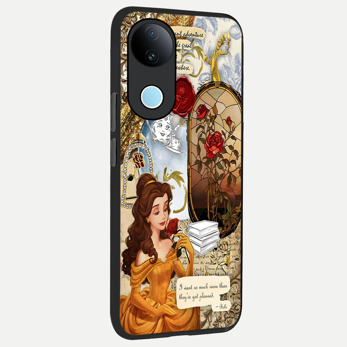 Golden Dream Belle back cover For iQOO Z10R 5G slim fit glass case with vibrant aesthetic design