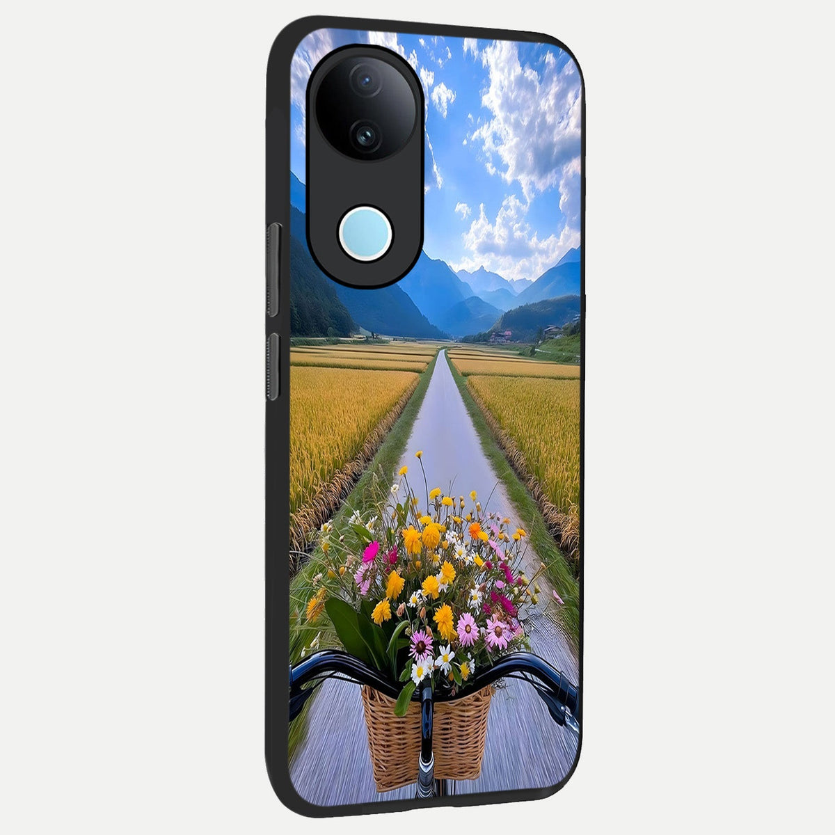 Golden Field Journey back cover For iQOO Z10R 5G slim fit glass case with vibrant aesthetic design