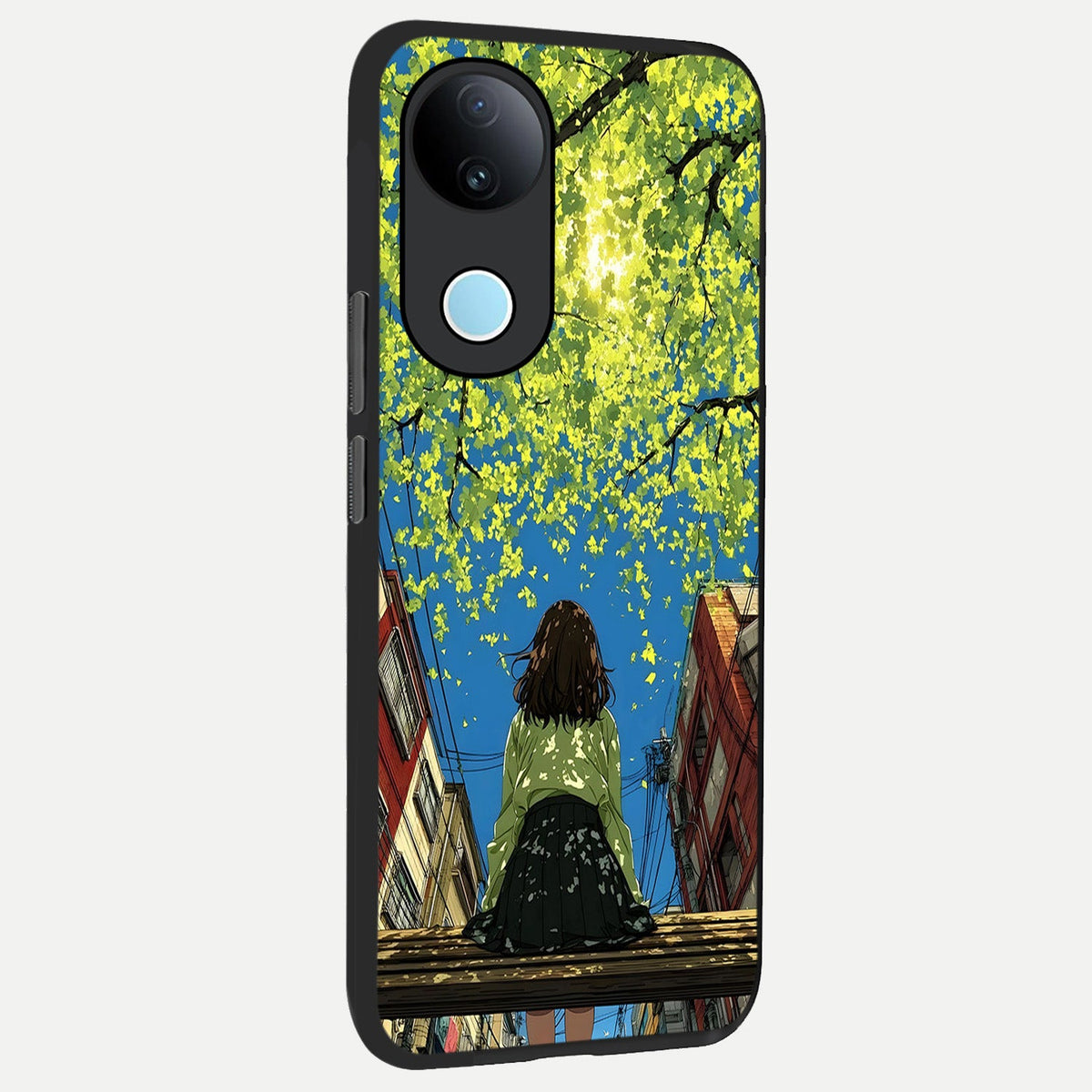 Golden Leaves Glow back cover For iQOO Z10R 5G slim fit glass case with vibrant aesthetic design