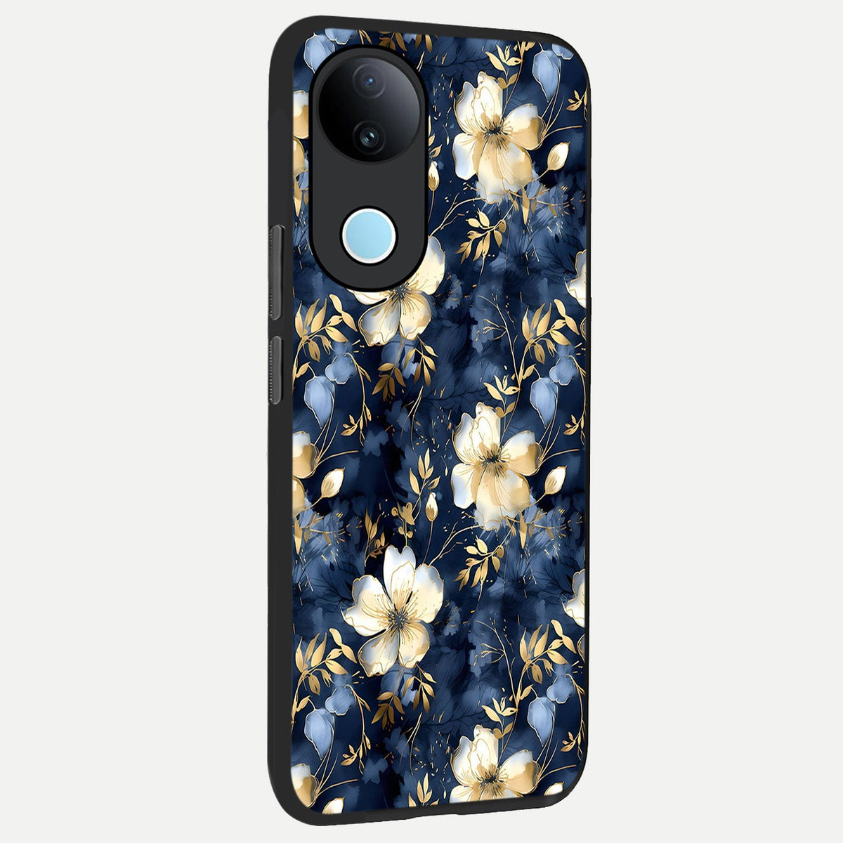 Golden Midnight Bloom back cover For iQOO Z10R 5G slim fit glass case with vibrant aesthetic design