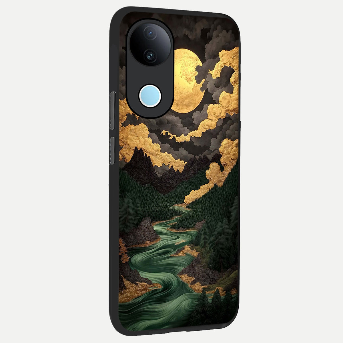 Golden River Moon back cover For iQOO Z10R 5G slim fit glass case with vibrant aesthetic design
