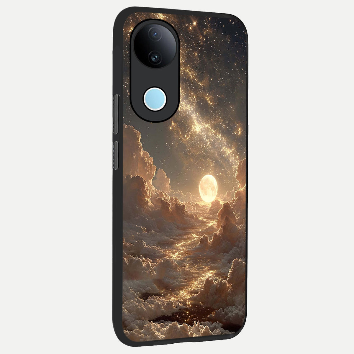 Golden Sky Dream back cover For iQOO Z10R 5G slim fit glass case with vibrant aesthetic design