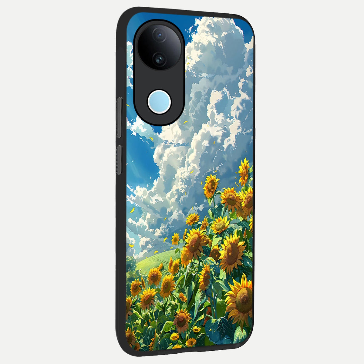 Golden Sun Glory back cover For iQOO Z10R 5G slim fit glass case with vibrant aesthetic design