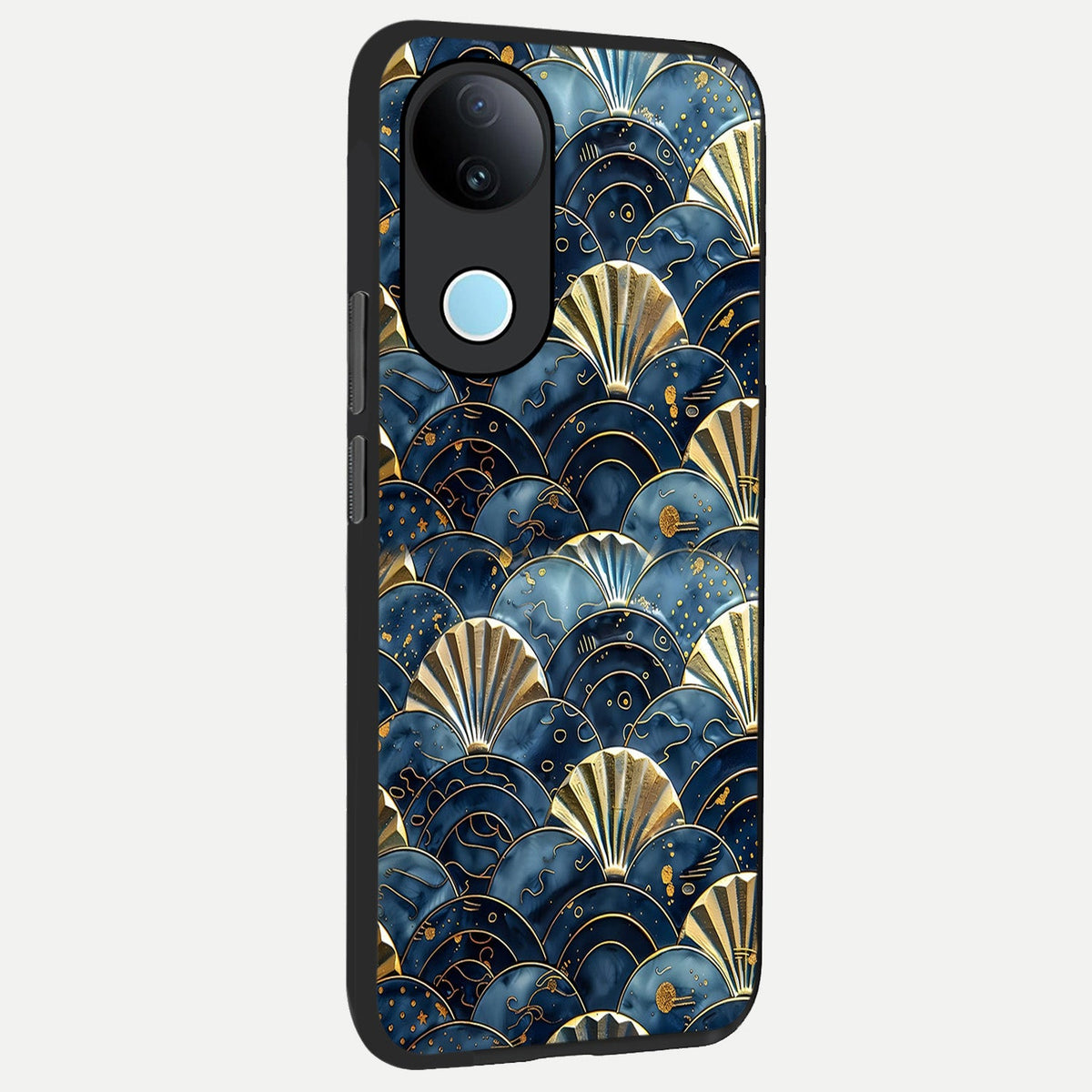 Golden Wave Luxe back cover For iQOO Z10R 5G slim fit glass case with vibrant aesthetic design