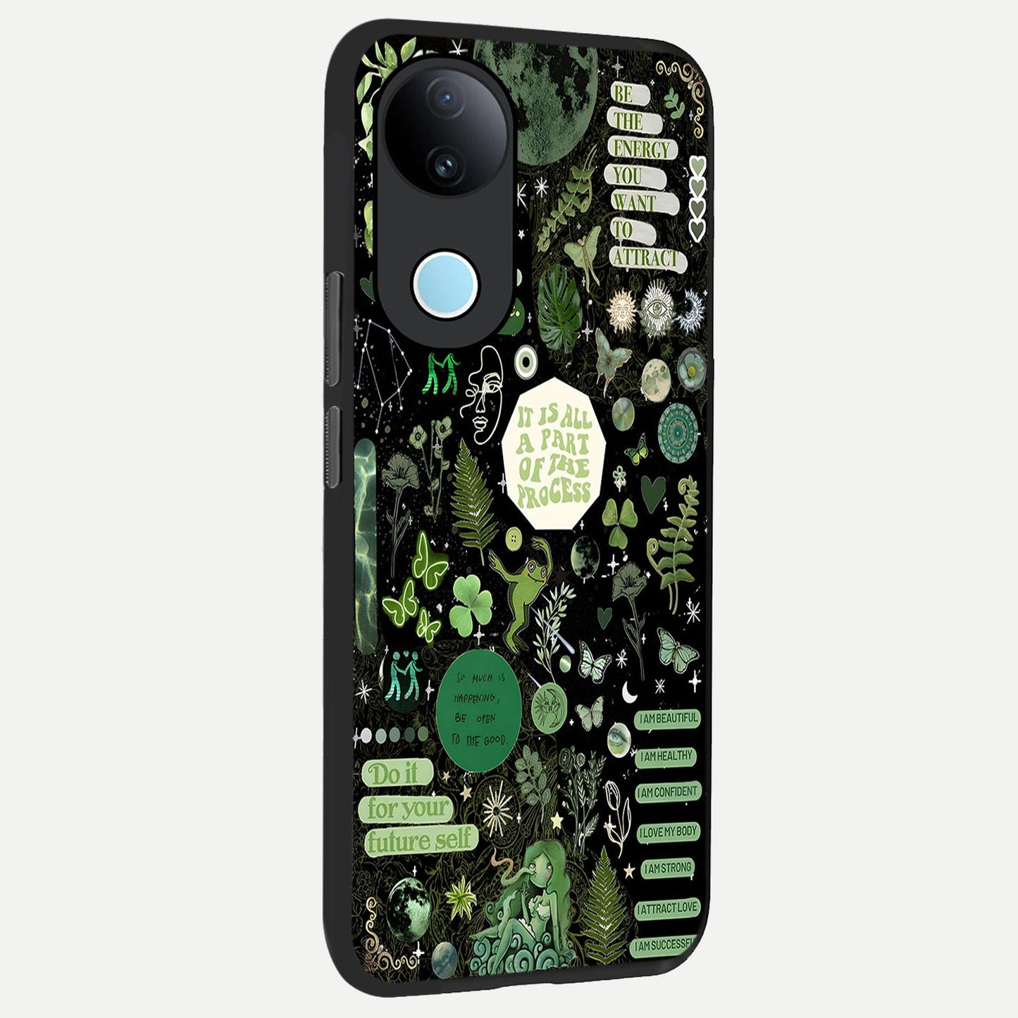 Green Mandala Pattern back cover for iQOO Z10R slim fit glass case with vibrant aesthetic design
