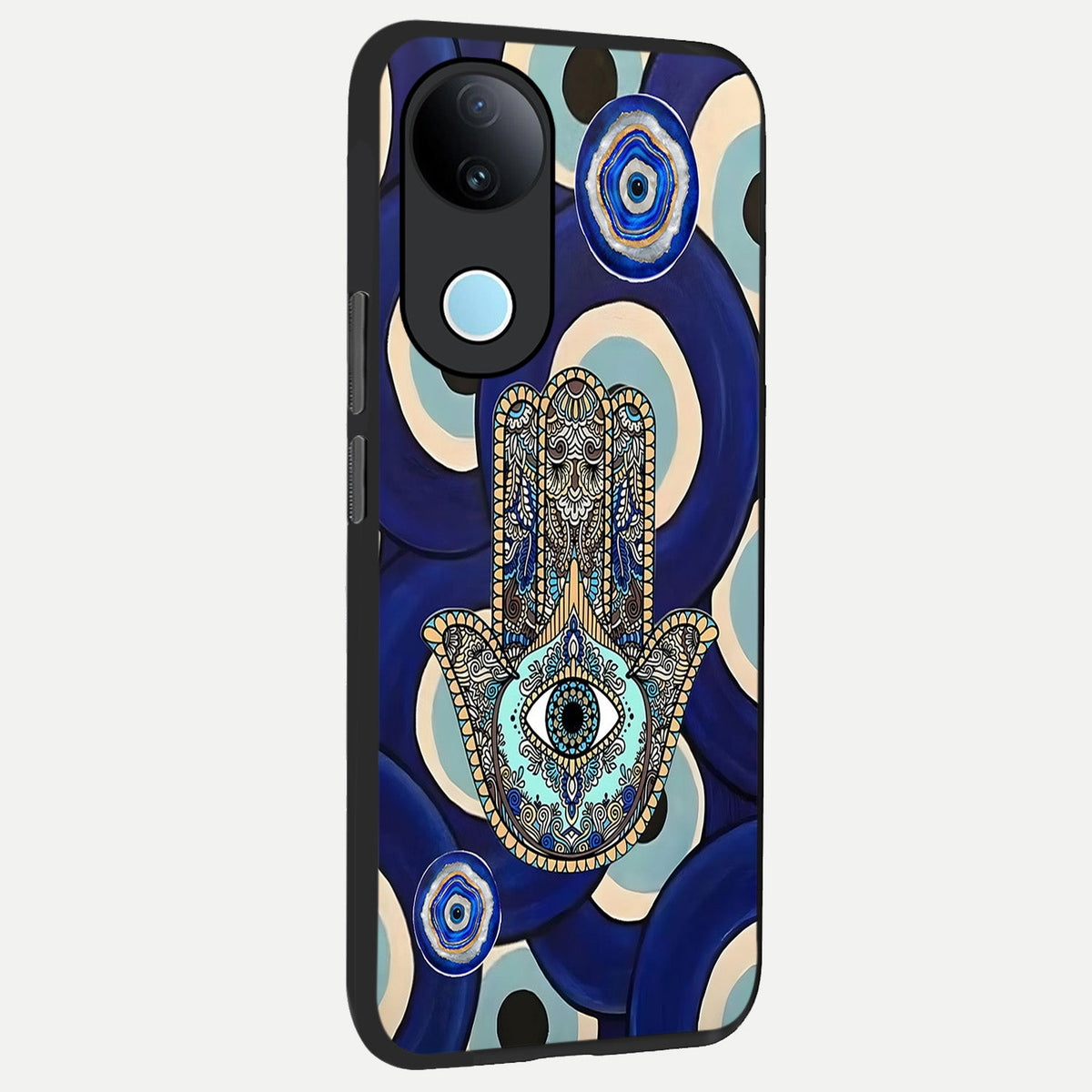 Hamsa Divine Guard back cover For iQOO Z10R 5G slim fit glass case with vibrant aesthetic design