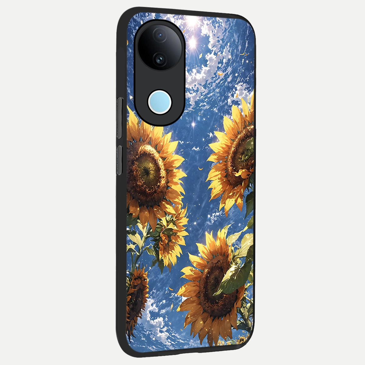 Heavenly Sunflower Rise back cover For iQOO Z10R 5G slim fit glass case with vibrant aesthetic design
