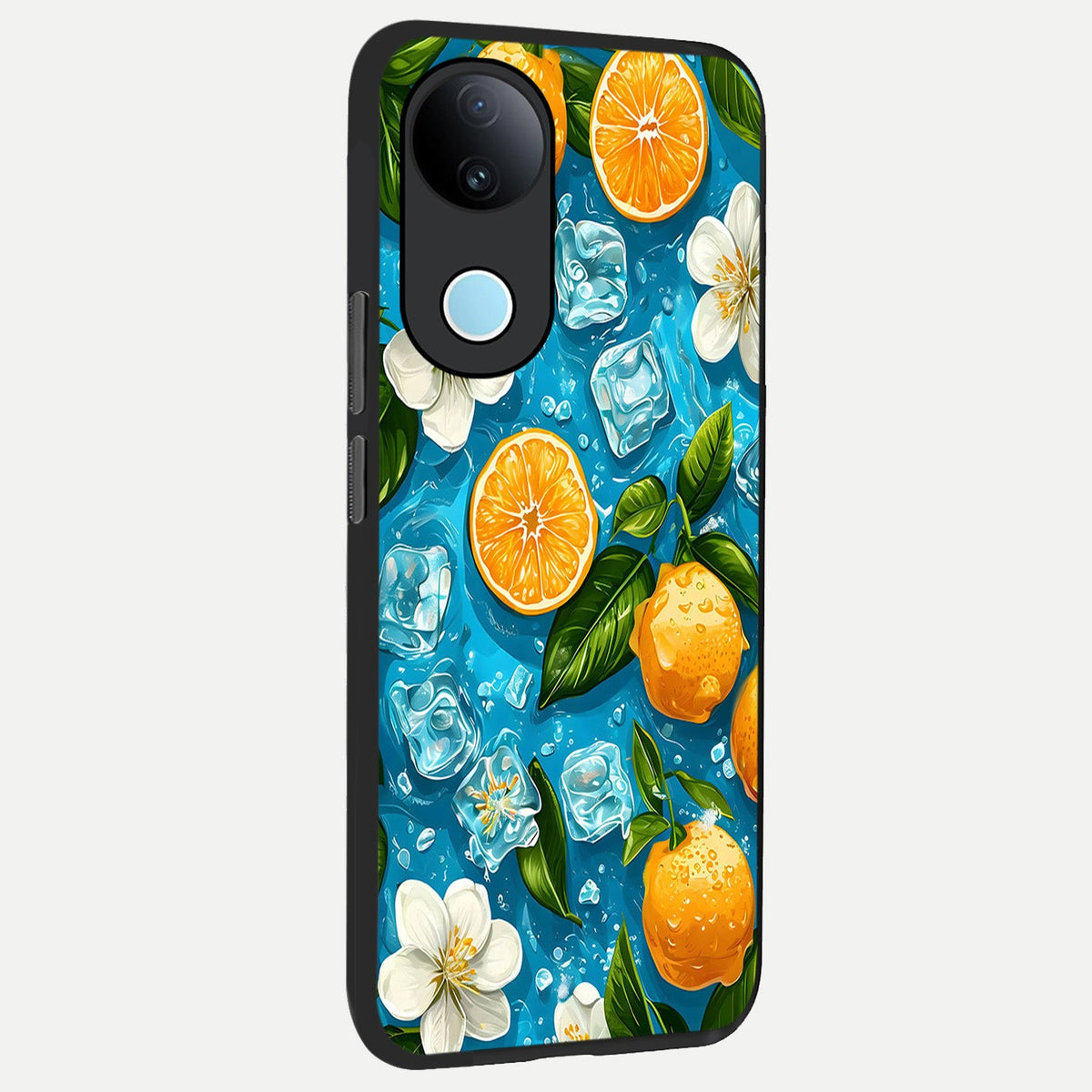 Ice Cube With Orange back cover For iQOO Z10R 5G slim fit glass case with vibrant aesthetic design