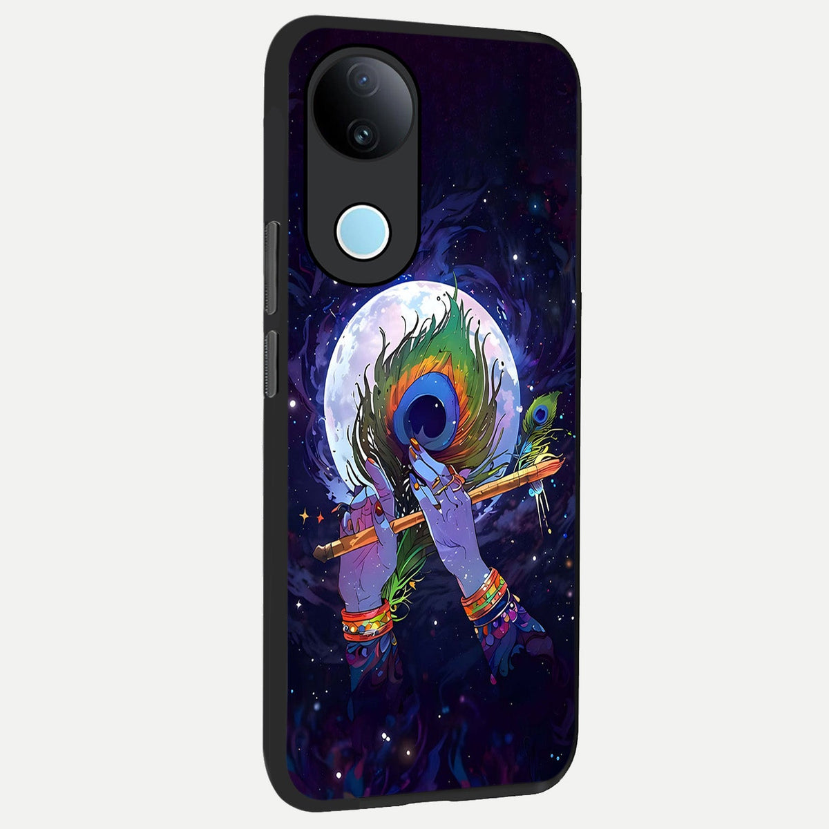 Krishna Hands Art back cover For iQOO Z10R 5G slim fit glass case with vibrant aesthetic design