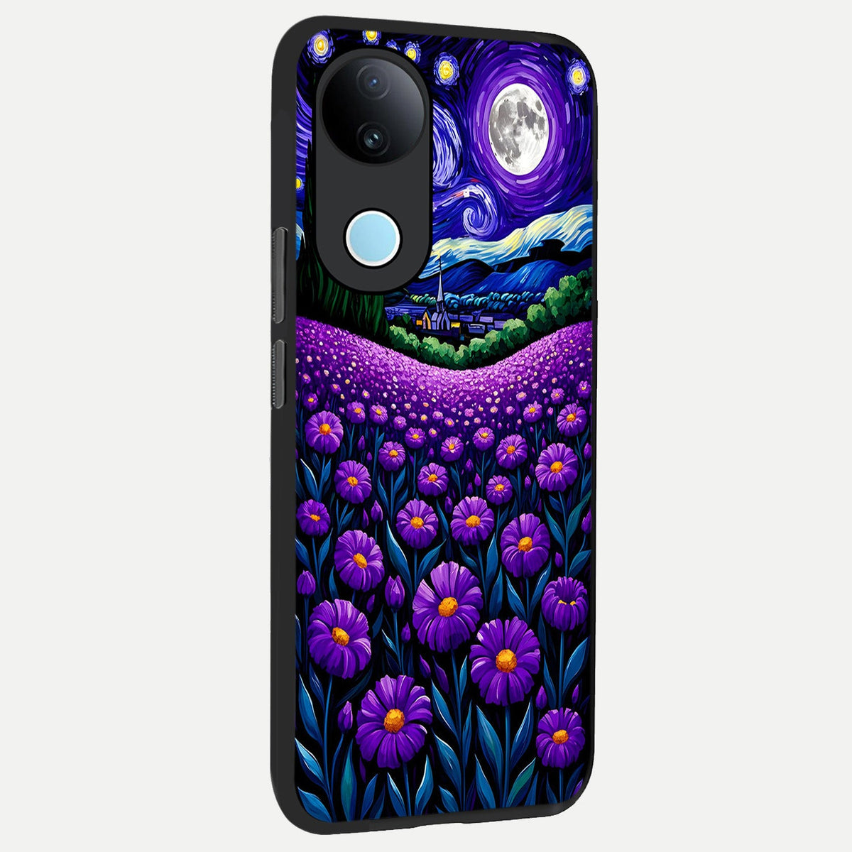Lavender Moon Field back cover For iQOO Z10R 5G slim fit glass case with vibrant aesthetic design