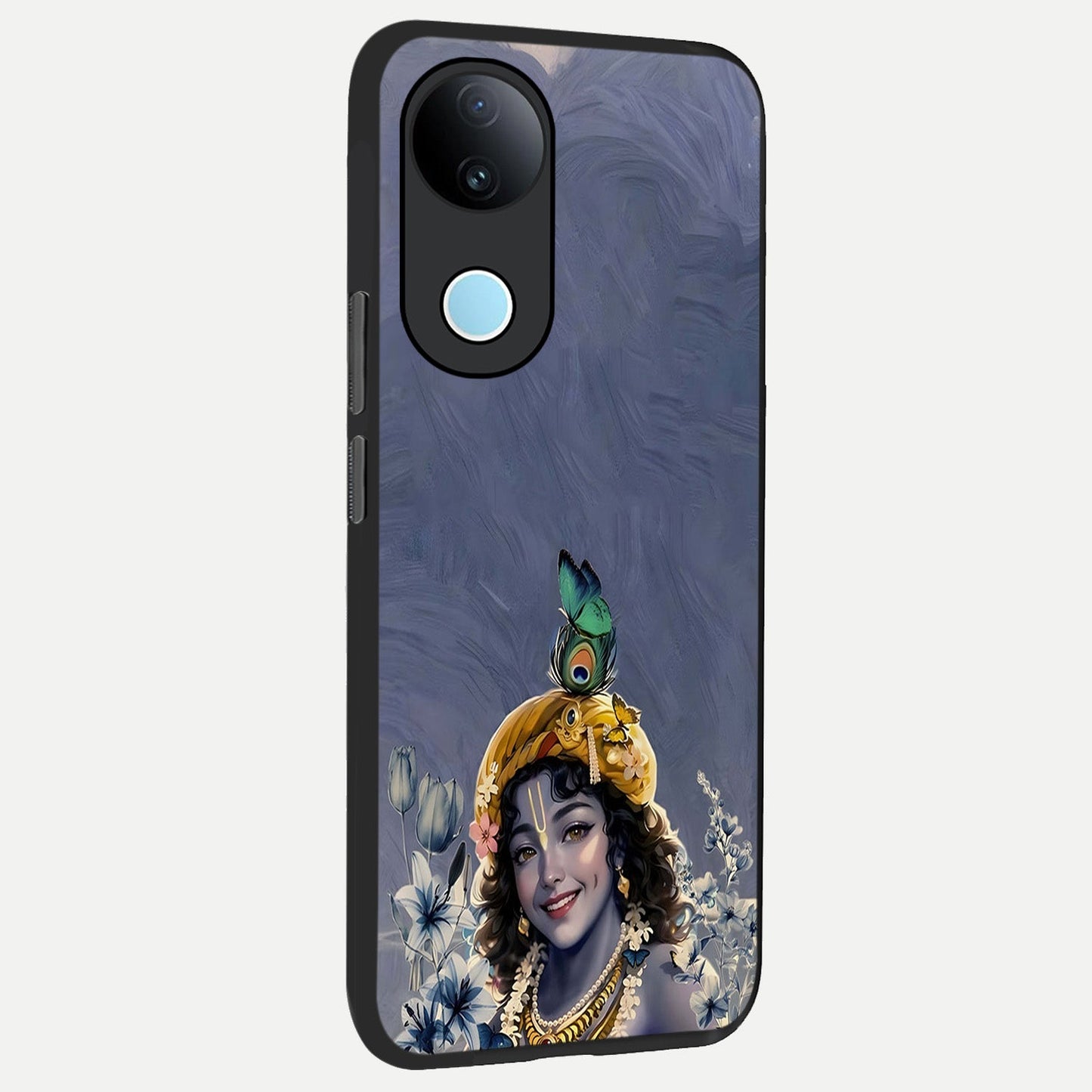 Lord Krishna back cover For iQOO Z10R 5G slim fit glass case with vibrant aesthetic design