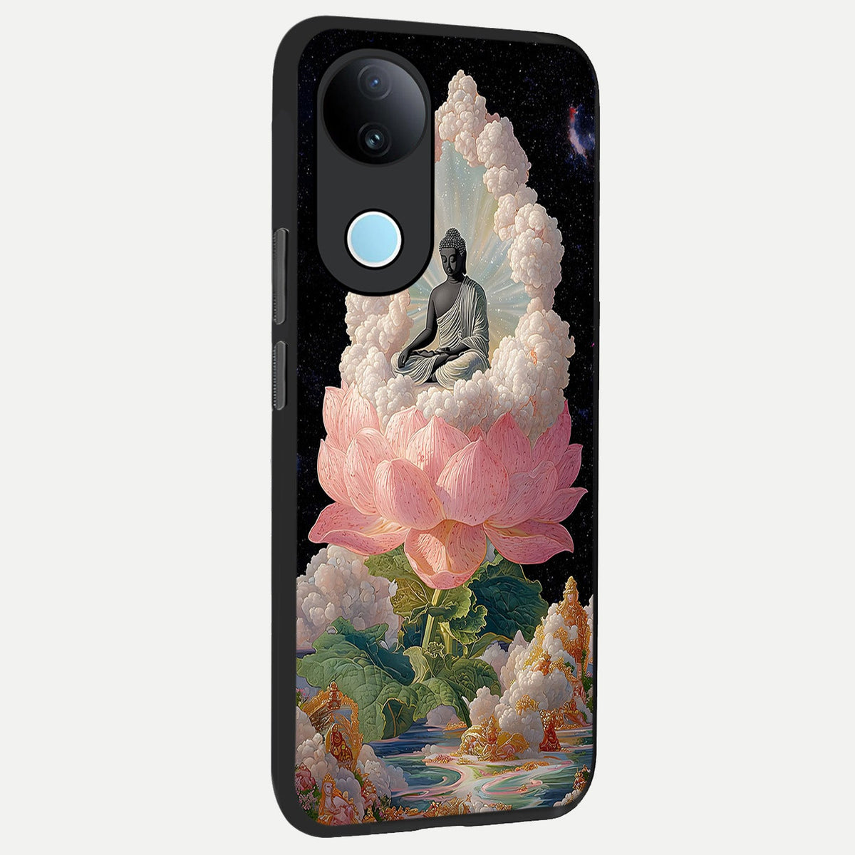 Lotus Divine Peace back cover For iQOO Z10R 5G slim fit glass case with vibrant aesthetic design
