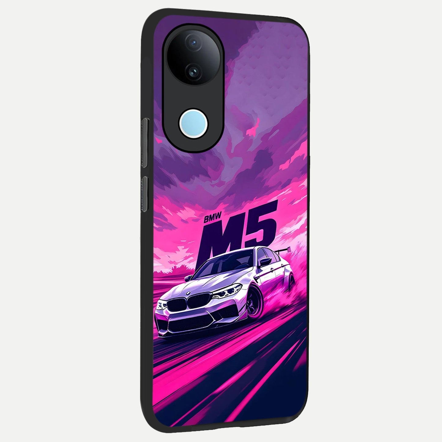 MS Neon Car back cover for iQOO Z10R slim fit glass case with vibrant aesthetic design