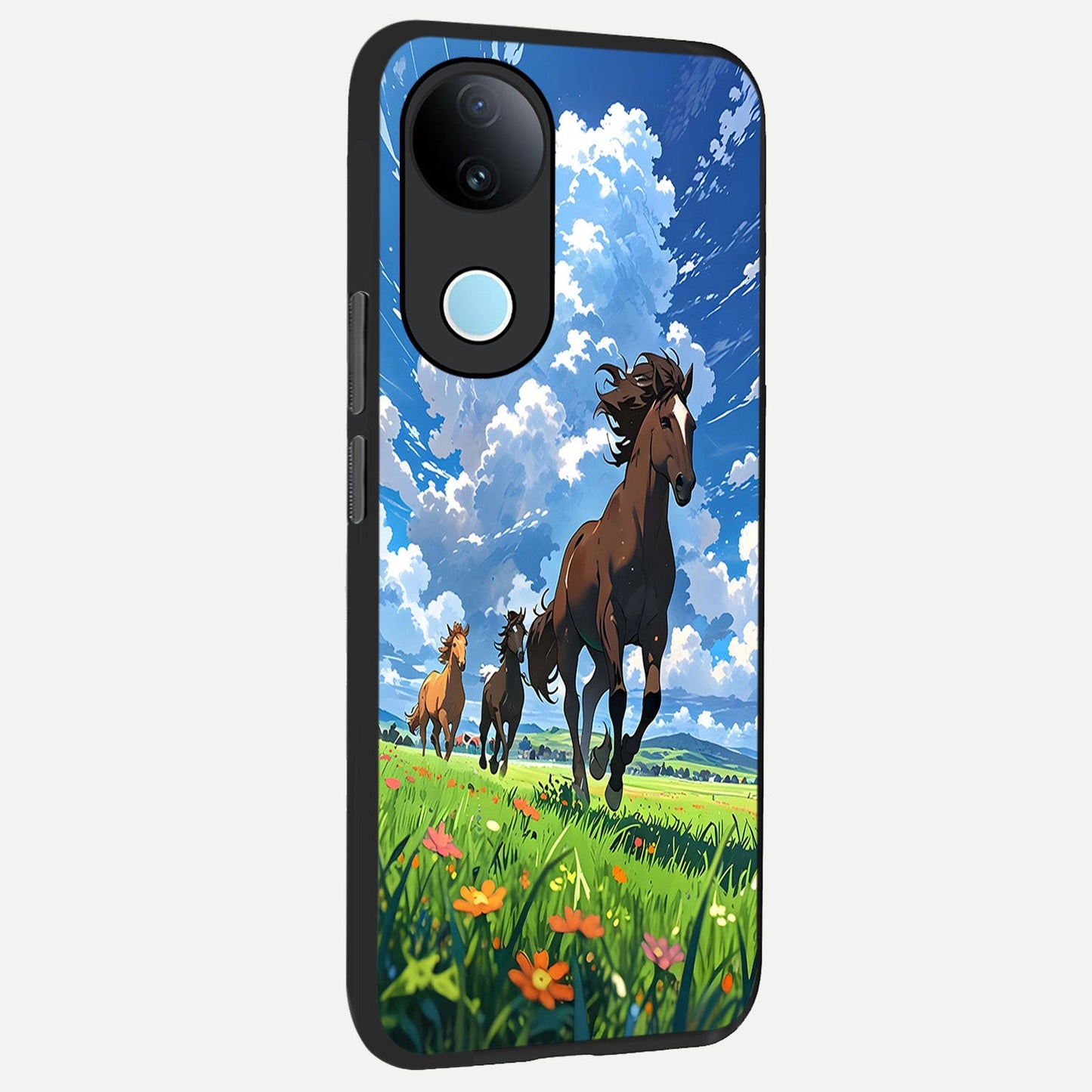 Majestic Horses Galloping back cover for iQOO Z10R slim fit glass case with vibrant aesthetic design