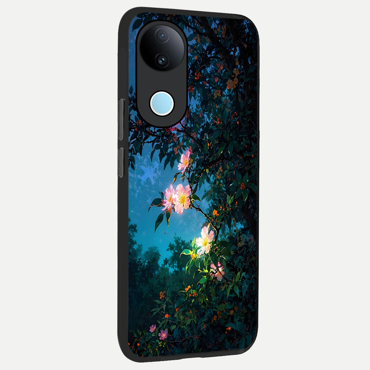 Midnight Bloom Glow back cover For iQOO Z10R 5G slim fit glass case with vibrant aesthetic design