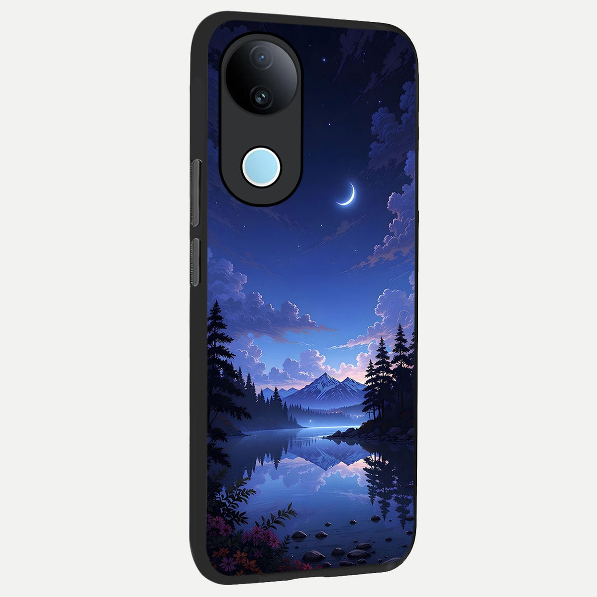 Midnight Lake Peace back cover For iQOO Z10R 5G slim fit glass case with vibrant aesthetic design