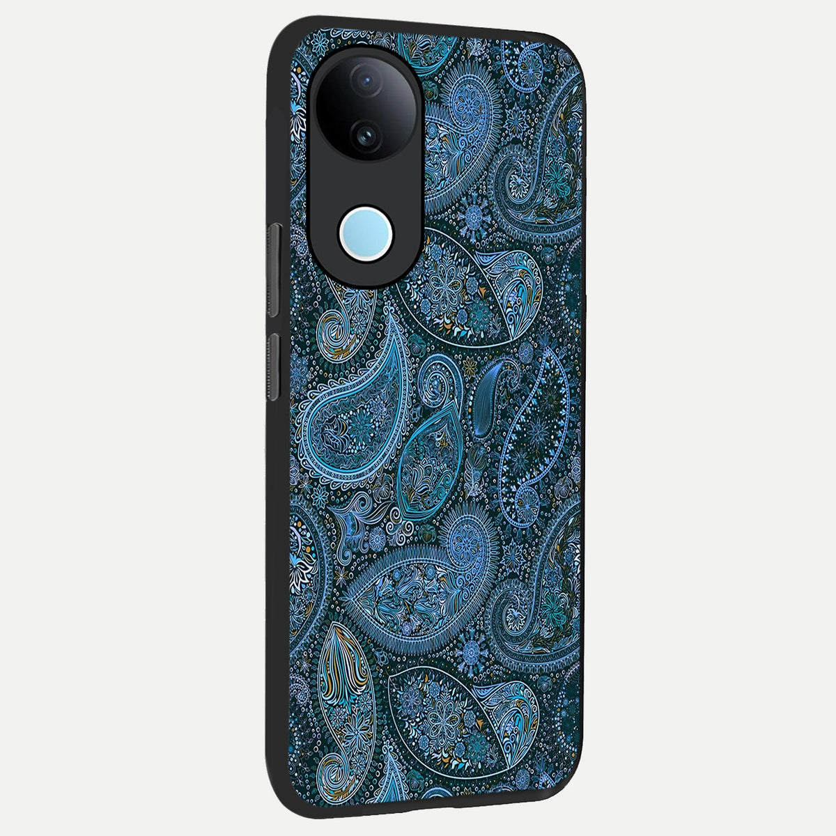 Midnight Paisley Glow back cover For iQOO Z10R 5G slim fit glass case with vibrant aesthetic design