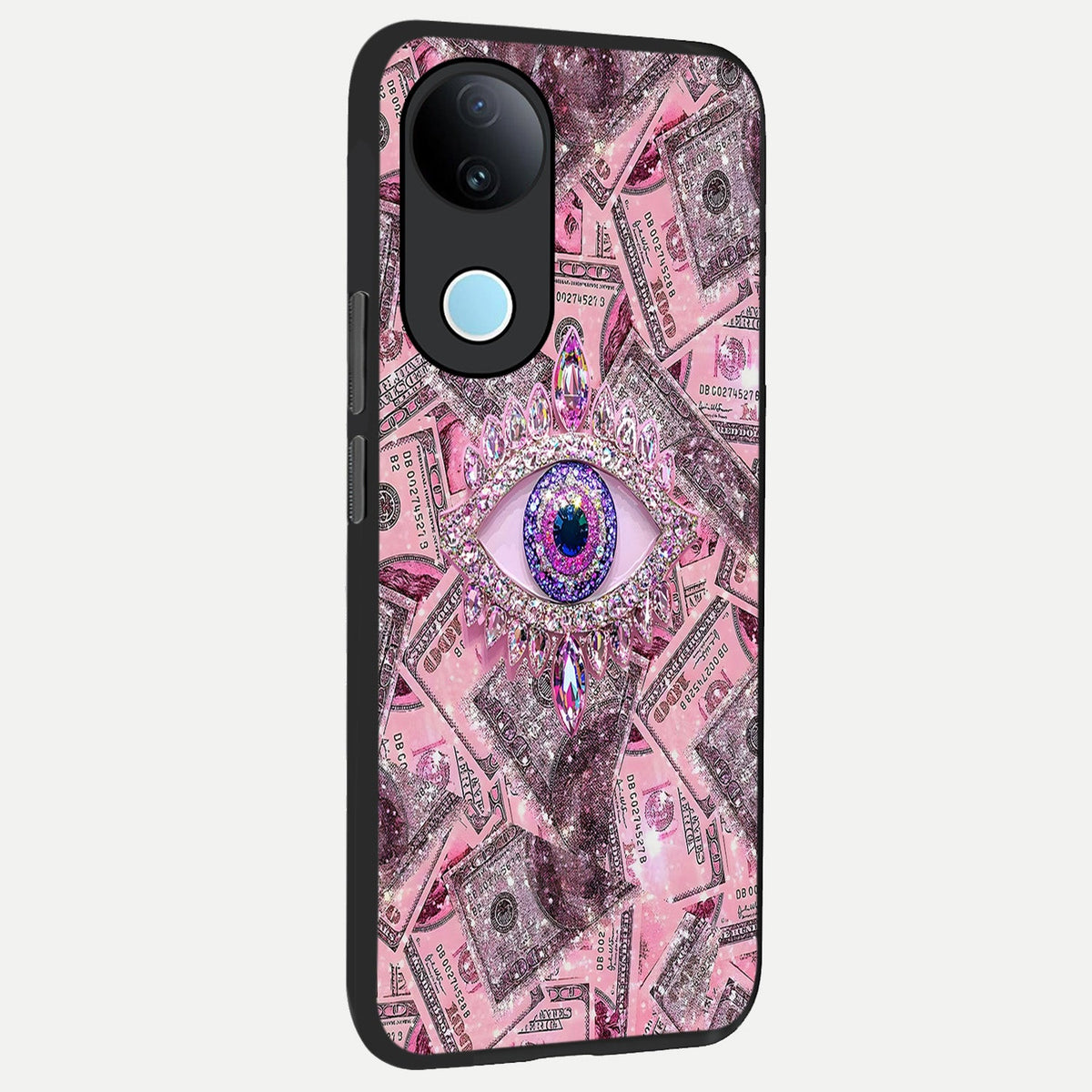 Money Eye Luxe back cover For iQOO Z10R 5G slim fit glass case with vibrant aesthetic design