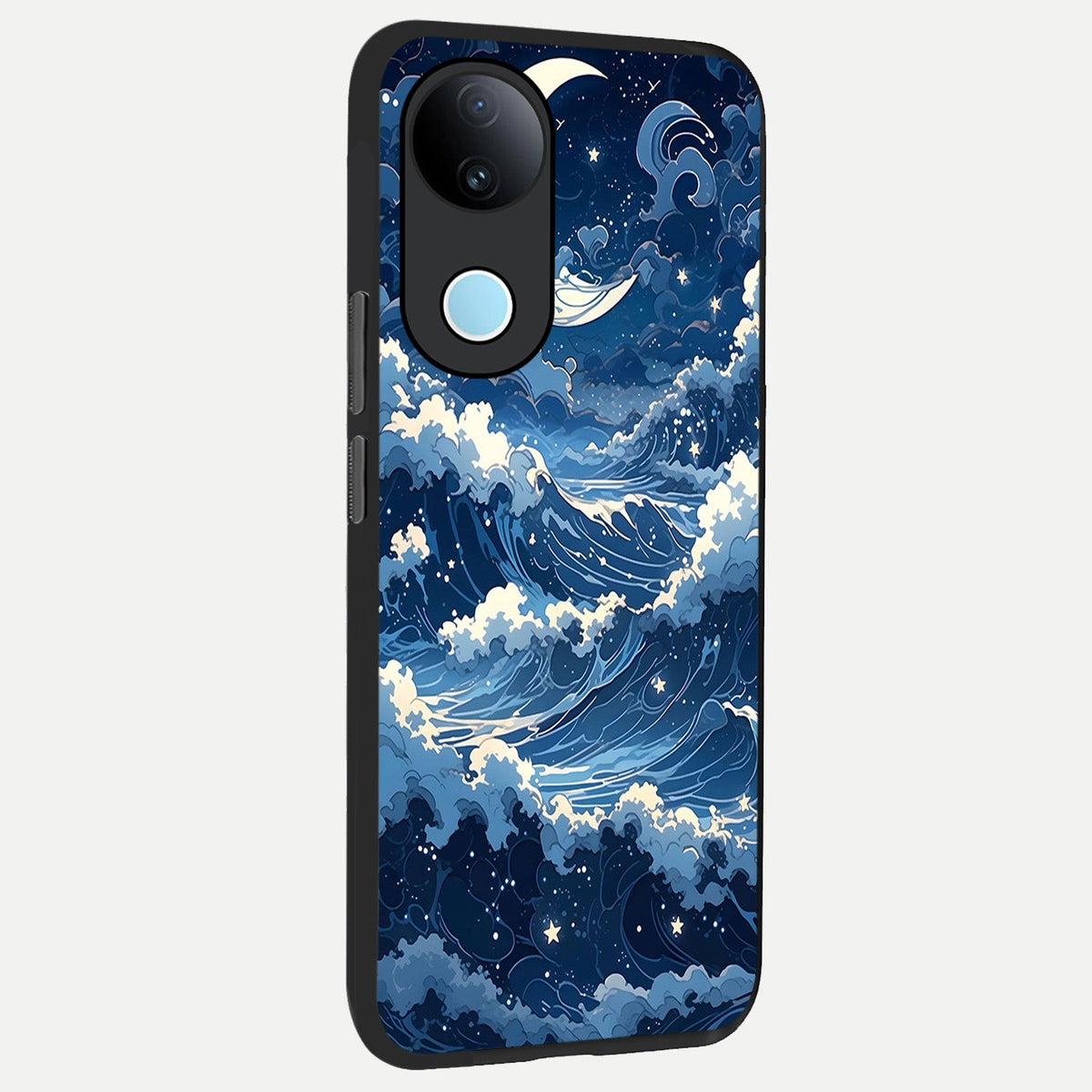 Ocean Moon Waves back cover For iQOO Z10R 5G slim fit glass case with vibrant aesthetic design