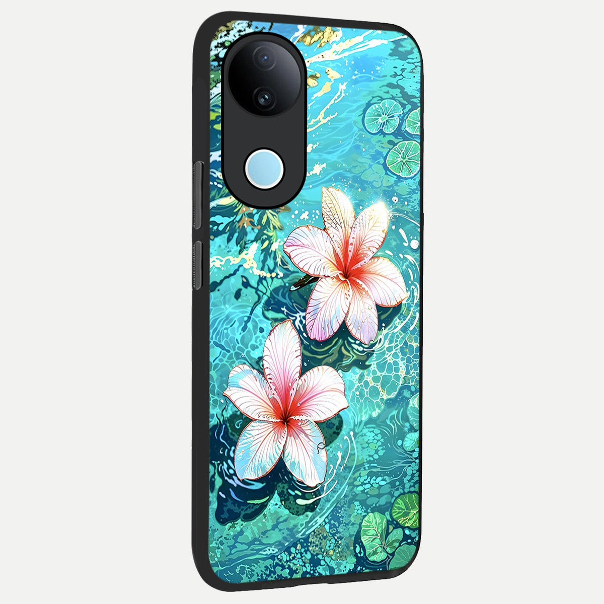 Pink Flowers in Water back cover For iQOO Z10R 5G slim fit glass case with vibrant aesthetic design