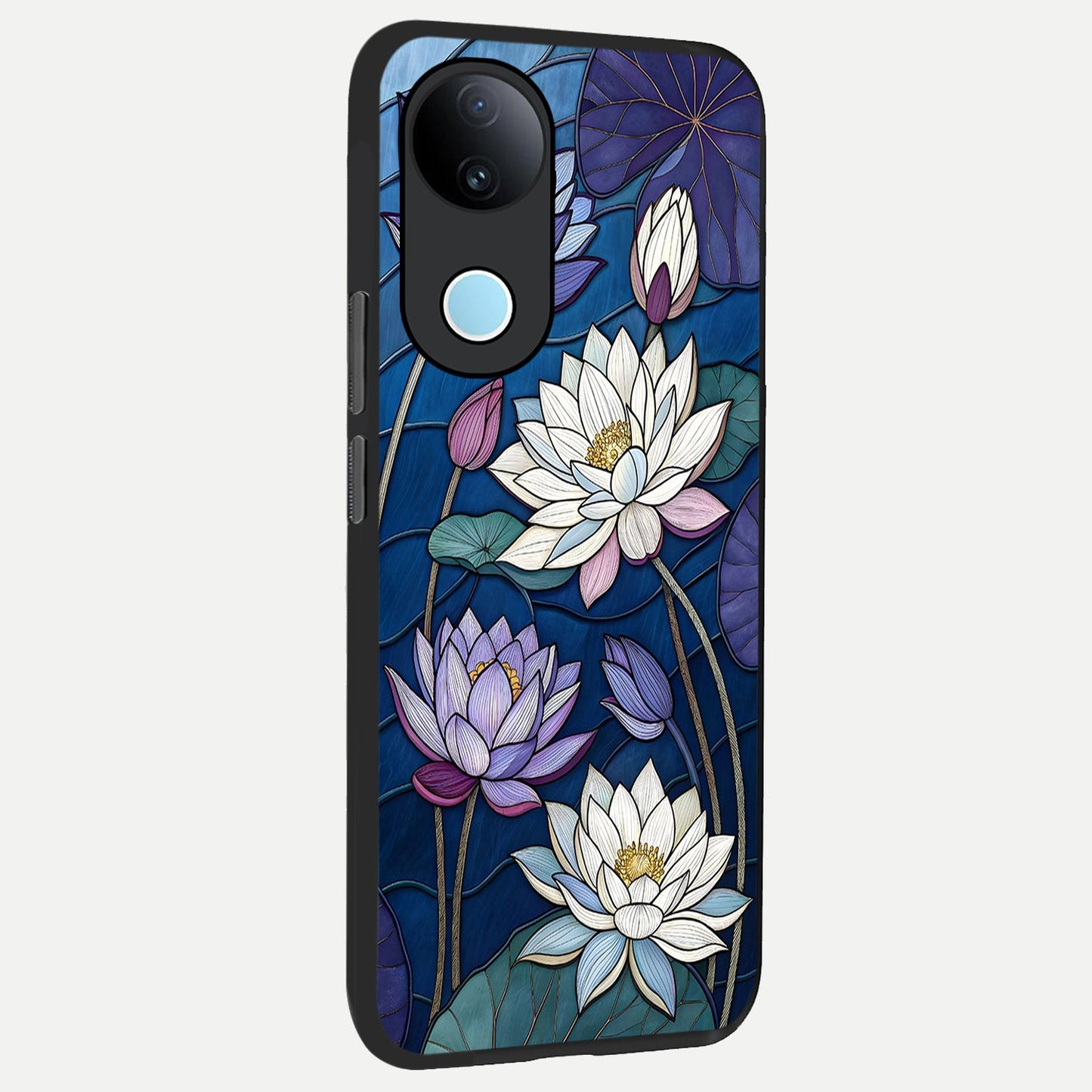 Purple Lotus Stained back cover for iQOO Z10R slim fit glass case with vibrant aesthetic design
