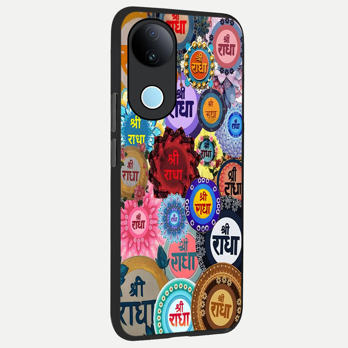 Radha Divine Bloom back cover For iQOO Z10R 5G slim fit glass case with vibrant aesthetic design