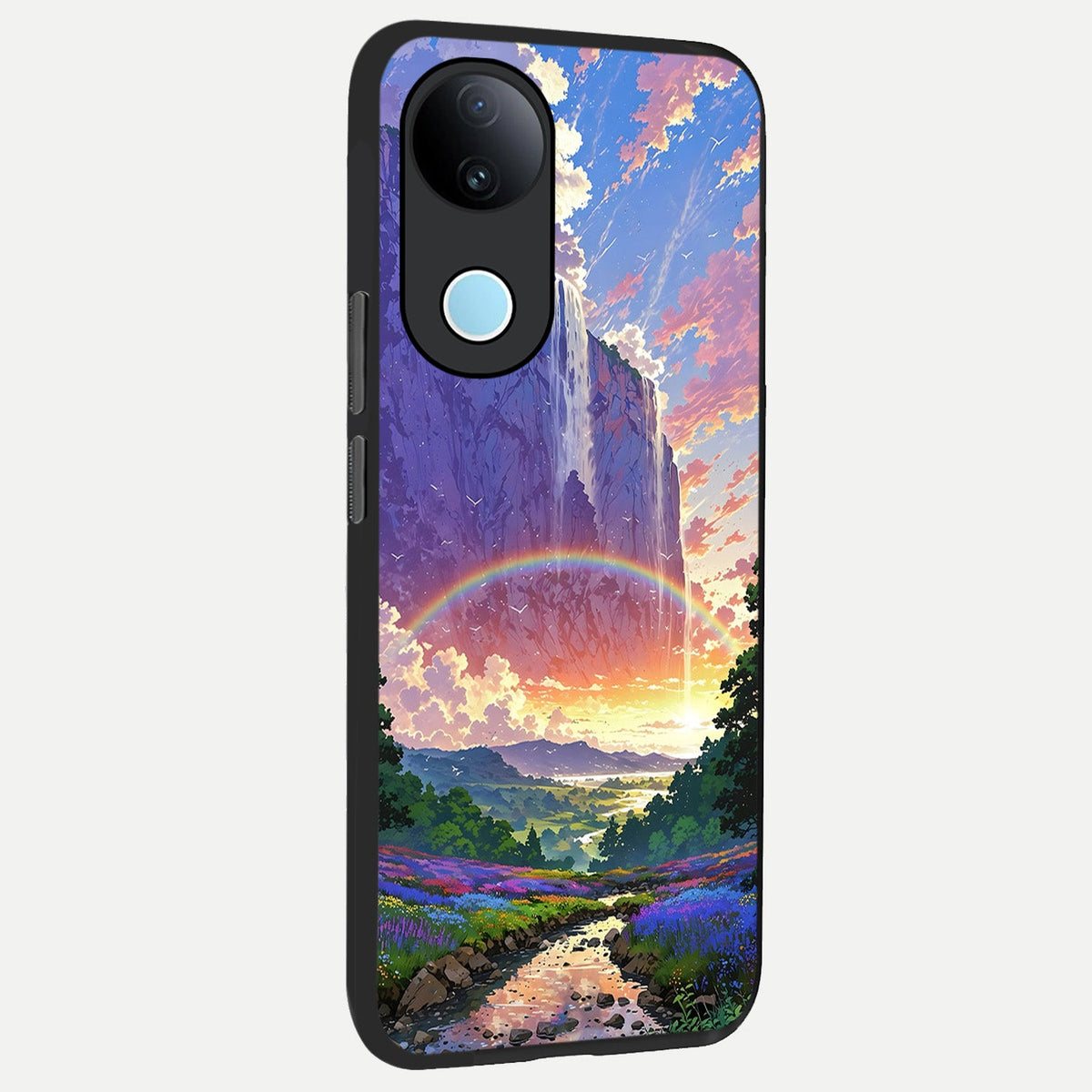 Rainbow Valley Dream back cover For iQOO Z10R 5G slim fit glass case with vibrant aesthetic design