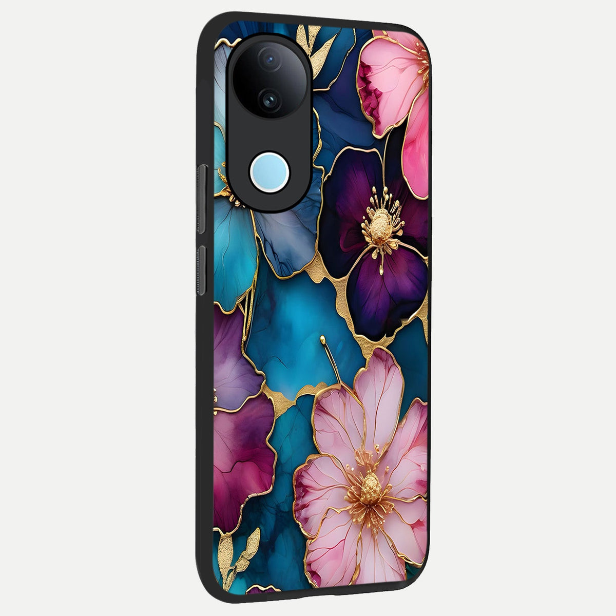 Sparkle Floral back cover For iQOO Z10R 5G slim fit glass case with vibrant aesthetic design