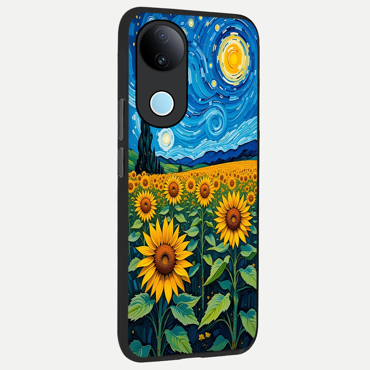 Starry Sunflower Dreams back cover For iQOO Z10R 5G slim fit glass case with vibrant aesthetic design