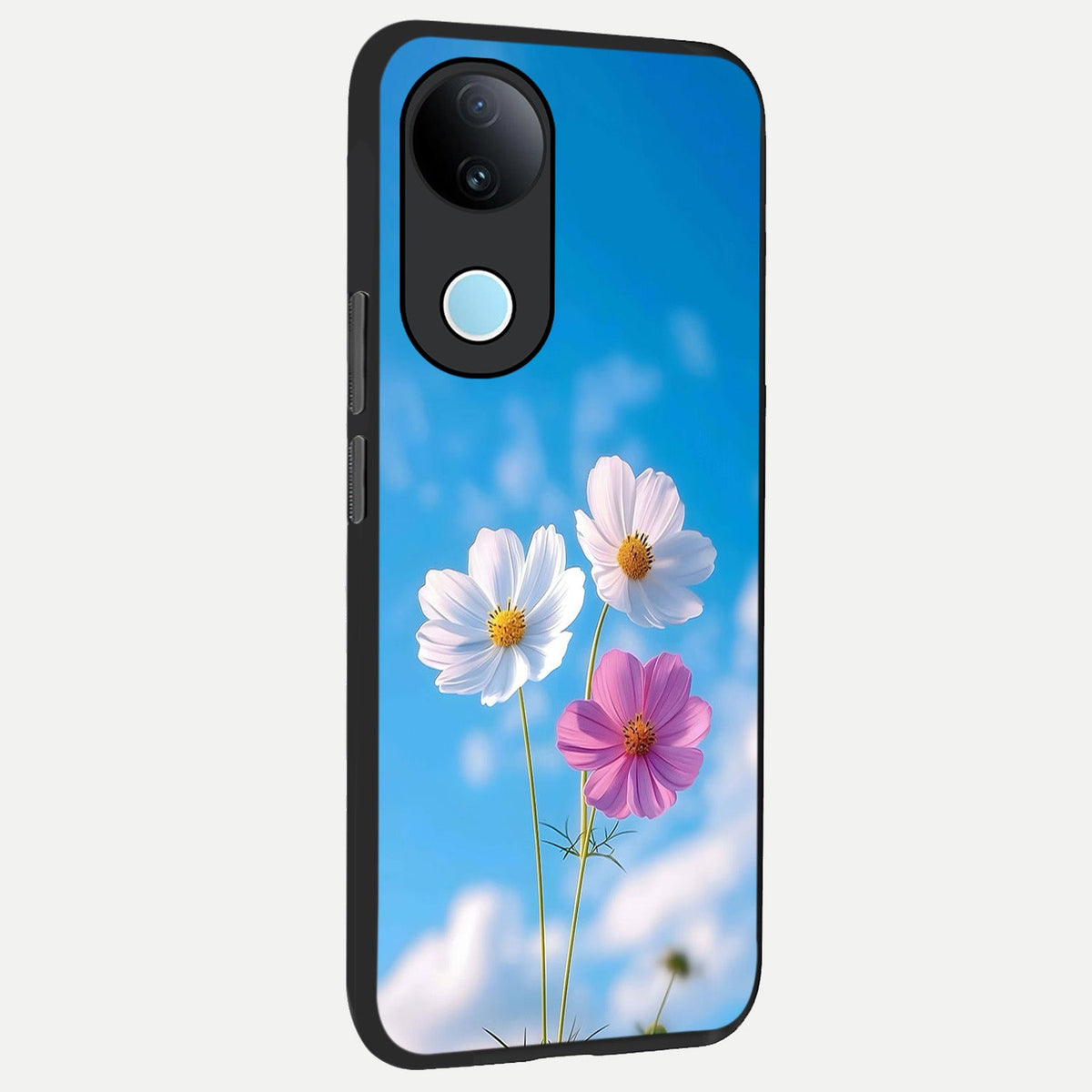 Tripple Flowers With Sky back cover For iQOO Z10R 5G slim fit glass case with vibrant aesthetic design