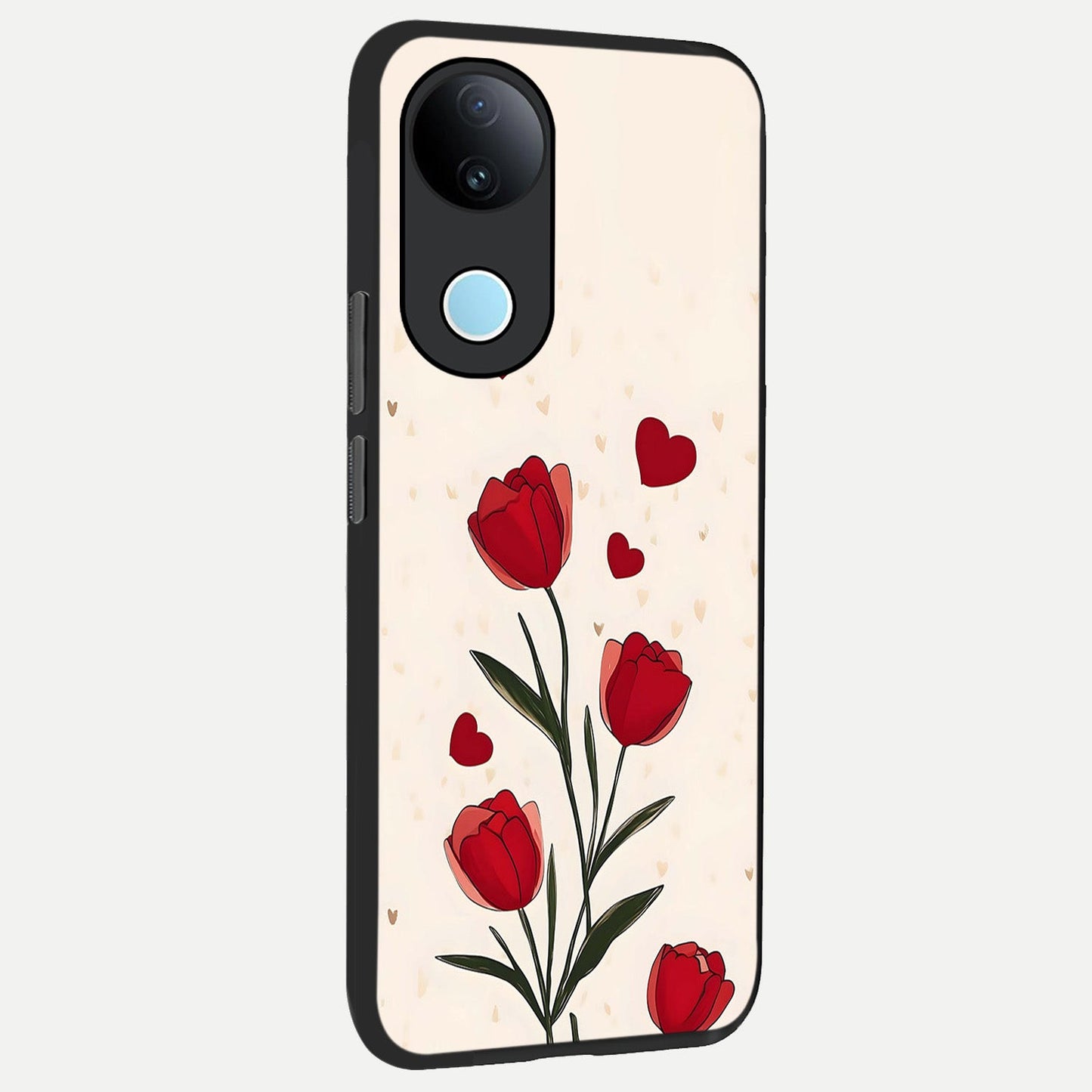 Tulip With Heart back cover for iQOO Z10R slim fit glass case with vibrant aesthetic design