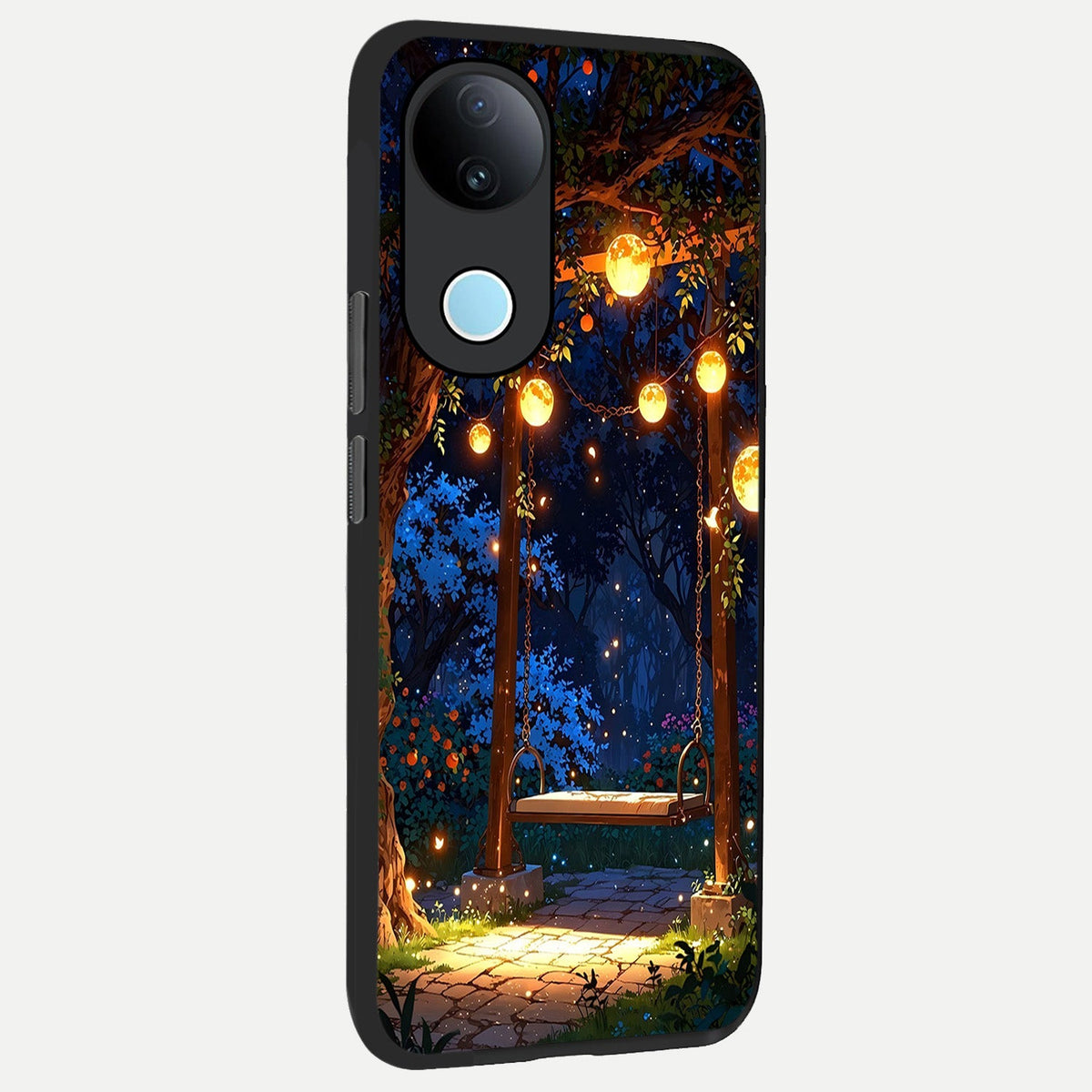 Twilight Garden Swing back cover For iQOO Z10R 5G slim fit glass case with vibrant aesthetic design