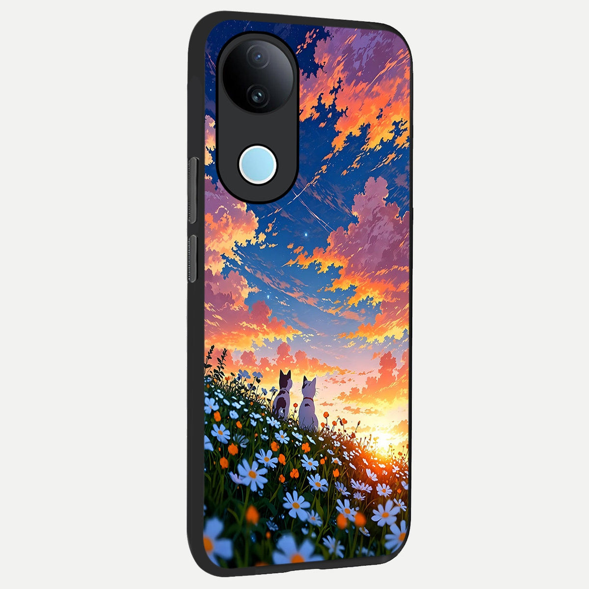 Two Cats Friends back cover For iQOO Z10R 5G slim fit glass case with vibrant aesthetic design