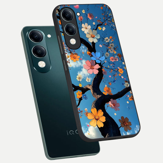 Blossom Dream Sky phone case for iQOO Z10 Lite showing premium glass back cover with detailed artwork