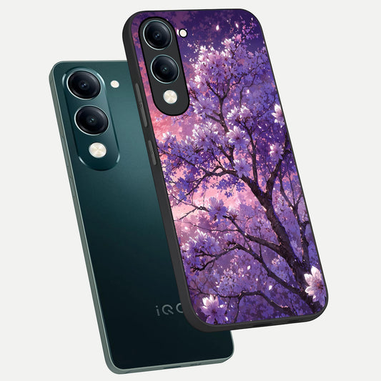 Blossom Tree phone case for iQOO Z10 lite showing premium glass back cover with detailed artwork