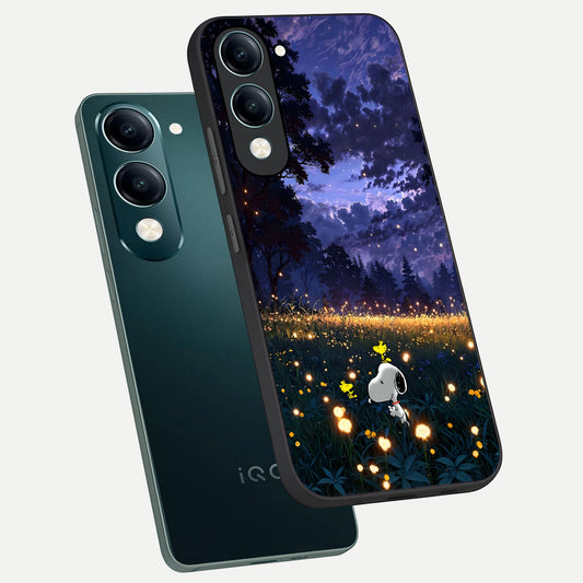 Firefly Meadow Magic phone case for iQOO Z10 lite showing premium glass back cover with detailed artwork