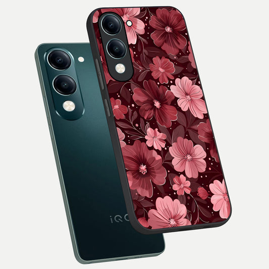 Flower Blush Bloom phone case for iQOO Z10 Lite showing premium glass back cover with detailed artwork