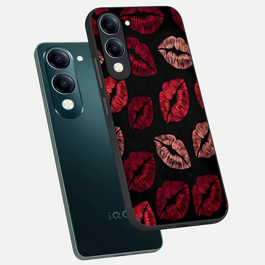 Midnight Kiss Love phone case for iQOO Z10 Lite showing premium glass back cover with detailed artwork