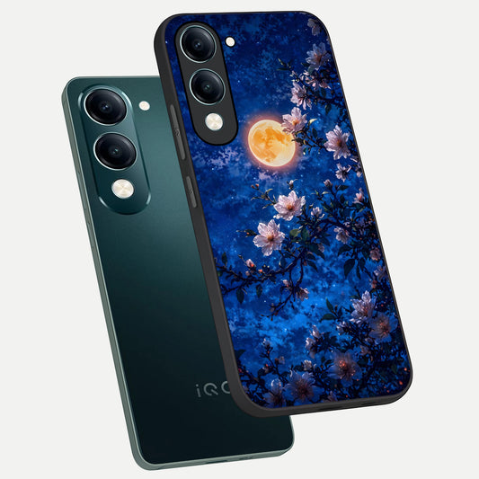 Moonlit Blossoms Night phone case for iQOO Z10 lite showing premium glass back cover with detailed artwork