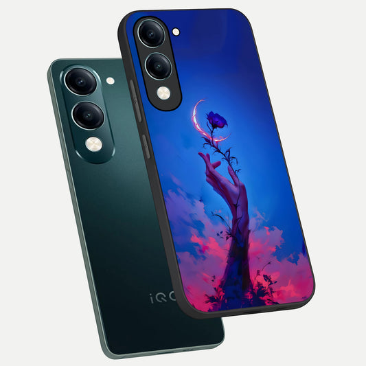 Mystic Hand phone case for iQOO Z10 Lite showing premium glass back cover with detailed artwork