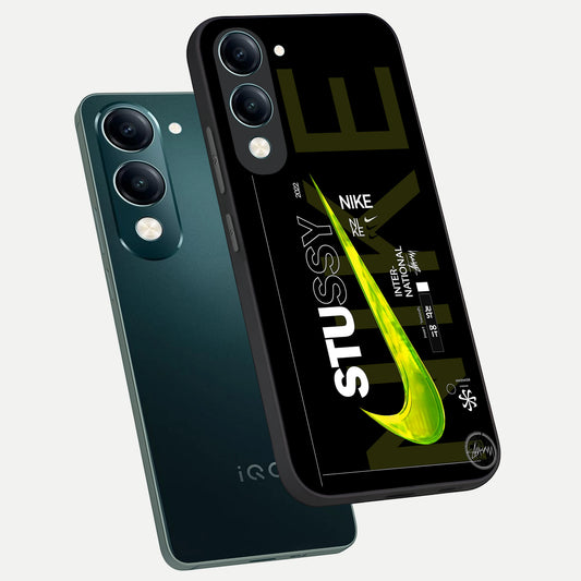 Neon Street Edition phone case for iQOO Z10 Lite showing premium glass back cover with detailed artwork