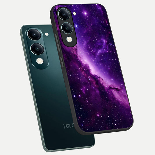 Purple Shade Sky phone case for iQOO Z10 lite showing premium glass back cover with detailed artwork