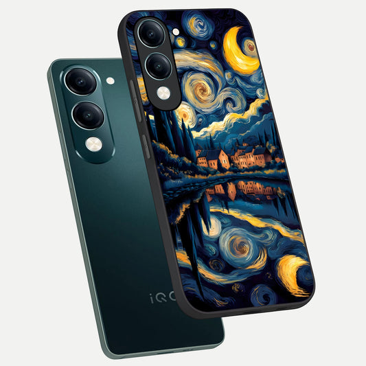 Starry Sky Serenity phone case for iQOO Z10 Lite showing premium glass back cover with detailed artwork